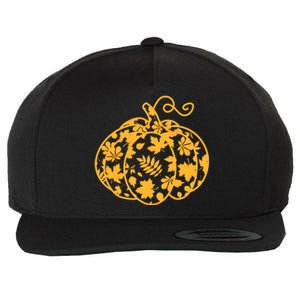 Cute Autumn Fall Leaves Pattern Pumpkin Wool Snapback Cap