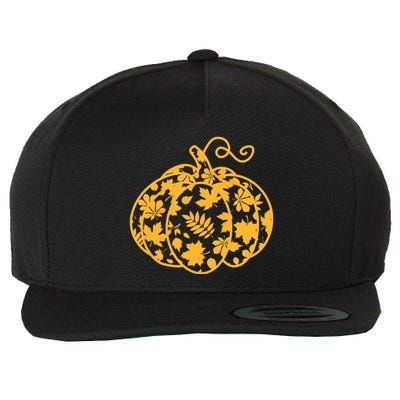 Cute Autumn Fall Leaves Pattern Pumpkin Wool Snapback Cap