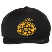 Cute Autumn Fall Leaves Pattern Pumpkin Wool Snapback Cap