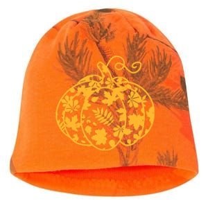 Cute Autumn Fall Leaves Pattern Pumpkin Kati - Camo Knit Beanie