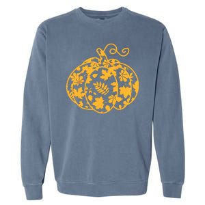 Cute Autumn Fall Leaves Pattern Pumpkin Garment-Dyed Sweatshirt