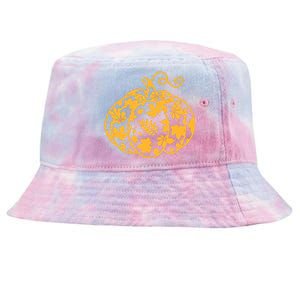 Cute Autumn Fall Leaves Pattern Pumpkin Tie-Dyed Bucket Hat