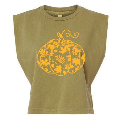 Cute Autumn Fall Leaves Pattern Pumpkin Garment-Dyed Women's Muscle Tee