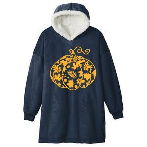 Cute Autumn Fall Leaves Pattern Pumpkin Hooded Wearable Blanket