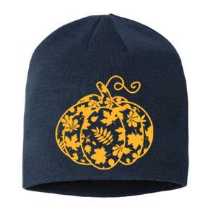 Cute Autumn Fall Leaves Pattern Pumpkin Sustainable Beanie