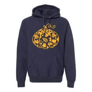 Cute Autumn Fall Leaves Pattern Pumpkin Premium Hoodie