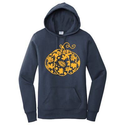 Cute Autumn Fall Leaves Pattern Pumpkin Women's Pullover Hoodie