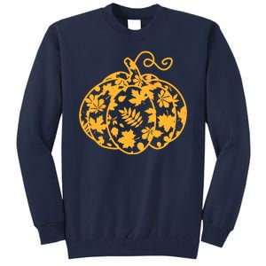 Cute Autumn Fall Leaves Pattern Pumpkin Tall Sweatshirt