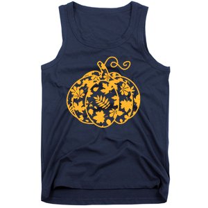 Cute Autumn Fall Leaves Pattern Pumpkin Tank Top