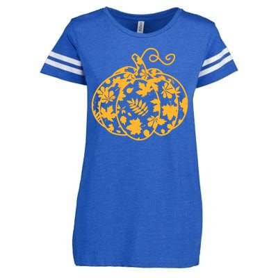 Cute Autumn Fall Leaves Pattern Pumpkin Enza Ladies Jersey Football T-Shirt