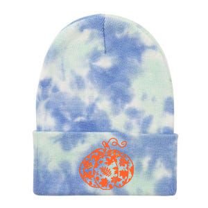 Cute Autumn Fall Leaves Pattern Pumpkin Tie Dye 12in Knit Beanie