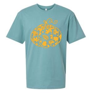 Cute Autumn Fall Leaves Pattern Pumpkin Sueded Cloud Jersey T-Shirt