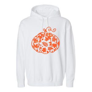 Cute Autumn Fall Leaves Pattern Pumpkin Garment-Dyed Fleece Hoodie