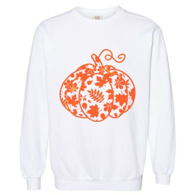Cute Autumn Fall Leaves Pattern Pumpkin Garment-Dyed Sweatshirt