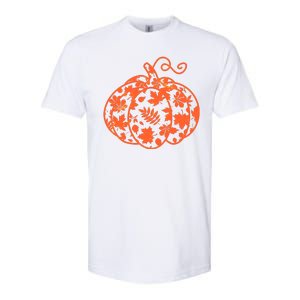 Cute Autumn Fall Leaves Pattern Pumpkin Softstyle CVC T-Shirt