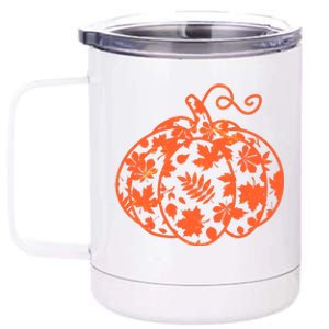 Cute Autumn Fall Leaves Pattern Pumpkin 12 oz Stainless Steel Tumbler Cup