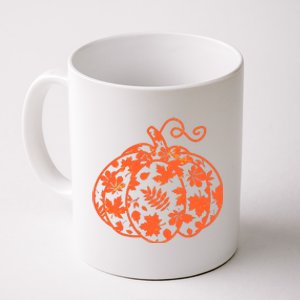 Cute Autumn Fall Leaves Pattern Pumpkin Coffee Mug