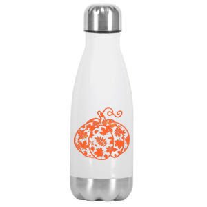 Cute Autumn Fall Leaves Pattern Pumpkin Stainless Steel Insulated Water Bottle