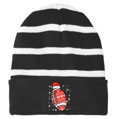 Christmas American Football Santa Xmas Sports Kids Striped Beanie with Solid Band