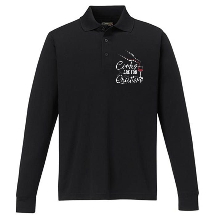 Corks Are For Quitters Funny Wine Drinking Team Festival Performance Long Sleeve Polo