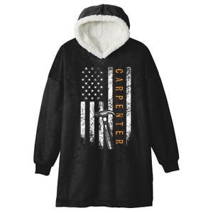 Carpenter American Flag Design Woodworking Carpentry Hooded Wearable Blanket