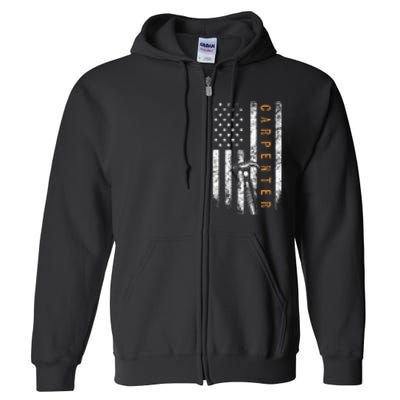 Carpenter American Flag Design Woodworking Carpentry Full Zip Hoodie