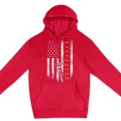 Carpenter American Flag Design Woodworking Carpentry Premium Pullover Hoodie