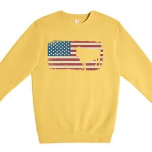 Cow American Flag Cow Gift Premium Crewneck Sweatshirt