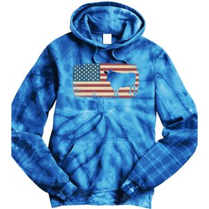 Cow American Flag Cow Gift Tie Dye Hoodie