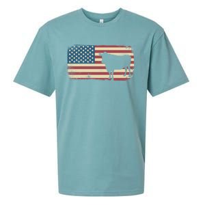 Cow American Flag Cow Gift Sueded Cloud Jersey T-Shirt