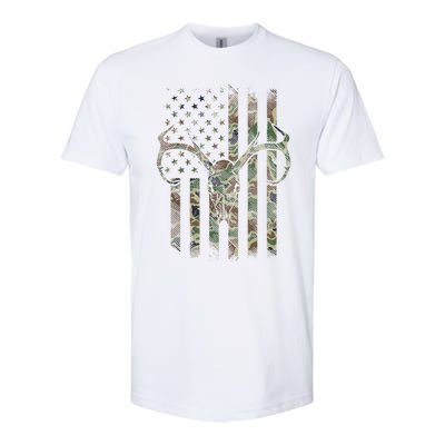 Camo American Flag Deer Hunter Hunting Gift Softstyle® CVC T-Shirt