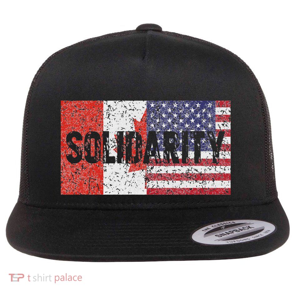 Canada America Flags Together In Solidarity Flatbill Hat