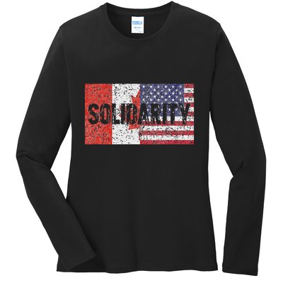 Canada America Flags Together In Solidarity Ladies Long Sleeve Shirt