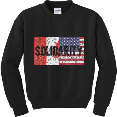Canada America Flags Together In Solidarity Kids Sweatshirt