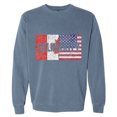 Canada America Flags Together In Solidarity Garment-Dyed Sweatshirt