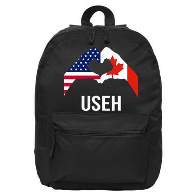 Canada American Flag Us Eh 16 in Basic Backpack