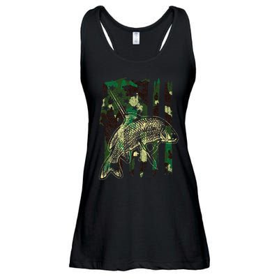 Camo American Flag Bowfishing Gift Bow Fishing Bow Fisher Ladies Essential Flowy Tank