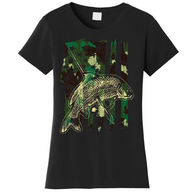 Camo American Flag Bowfishing Gift Bow Fishing Bow Fisher Women's T-Shirt