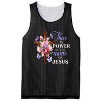 Cross And Flower There Is Power In The Name Of Jesus Christ Mesh Reversible Basketball Jersey Tank