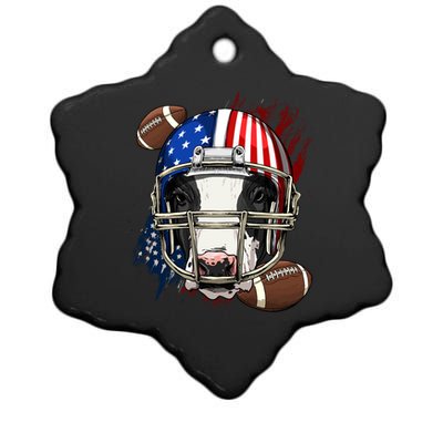 Cow American Football Cow Lovers Usa Flag Gift Ceramic Star Ornament