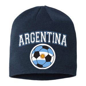 Cool Argentina Flag With Soccer Ball Sustainable Beanie