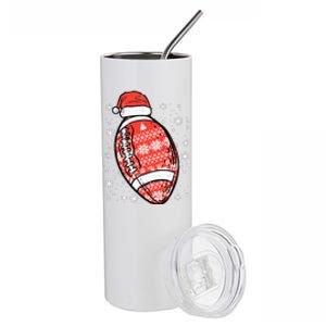 Christmas American Football Santa Xmas Sports Boy Stainless Steel Tumbler