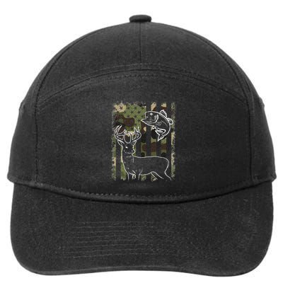 Camouflage American Flag Fishing Hunting Hunter Deer Fish 7-Panel Snapback Hat