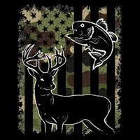 Camouflage American Flag Fishing Hunting Hunter Deer Fish Drawstring Bag