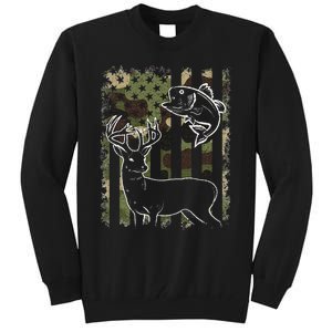 Camouflage American Flag Fishing Hunting Hunter Deer Fish Tall Sweatshirt