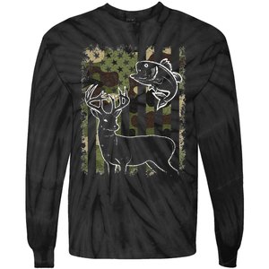 Camouflage American Flag Fishing Hunting Hunter Deer Fish Tie-Dye Long Sleeve Shirt