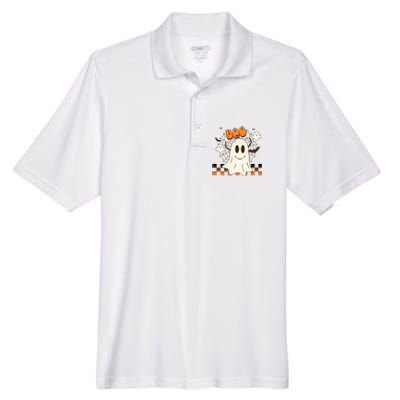 Cute and Funny Halloween Boo Ghost Men's Origin Performance Piqué Polo