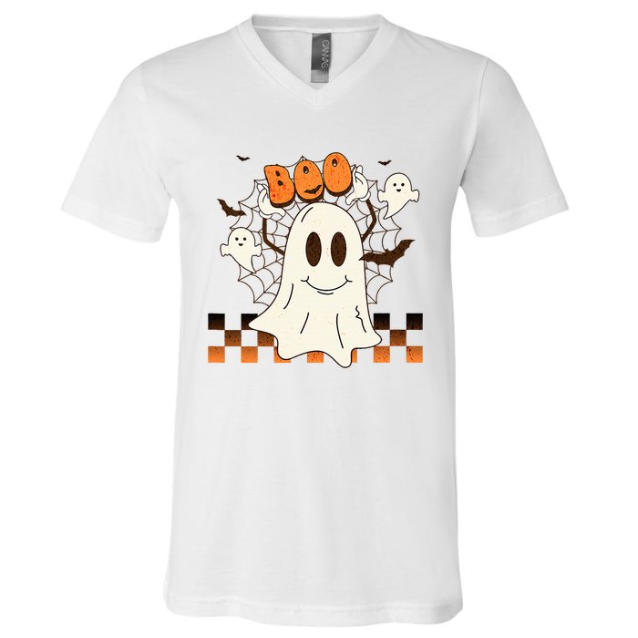 Cute and Funny Halloween Boo Ghost V-Neck T-Shirt