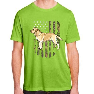 Camo American Flag Yellow Labrador Retriever 4th Of July USA Adult ChromaSoft Performance T-Shirt