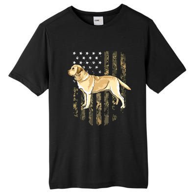 Camo American Flag Yellow Labrador Retriever 4th Of July USA Tall Fusion ChromaSoft Performance T-Shirt